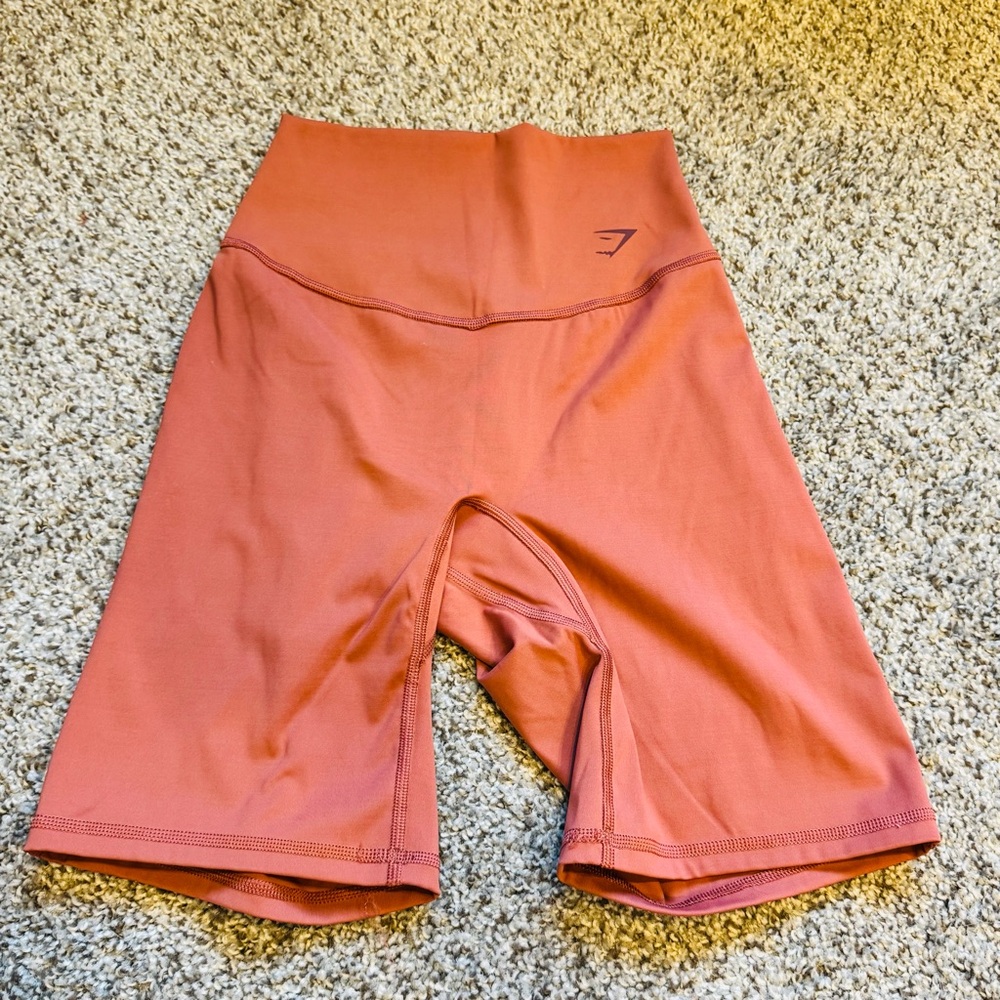 Gymshark Elevate Cycling Shorts High Waist Terracotta Coral Biker XS EUC